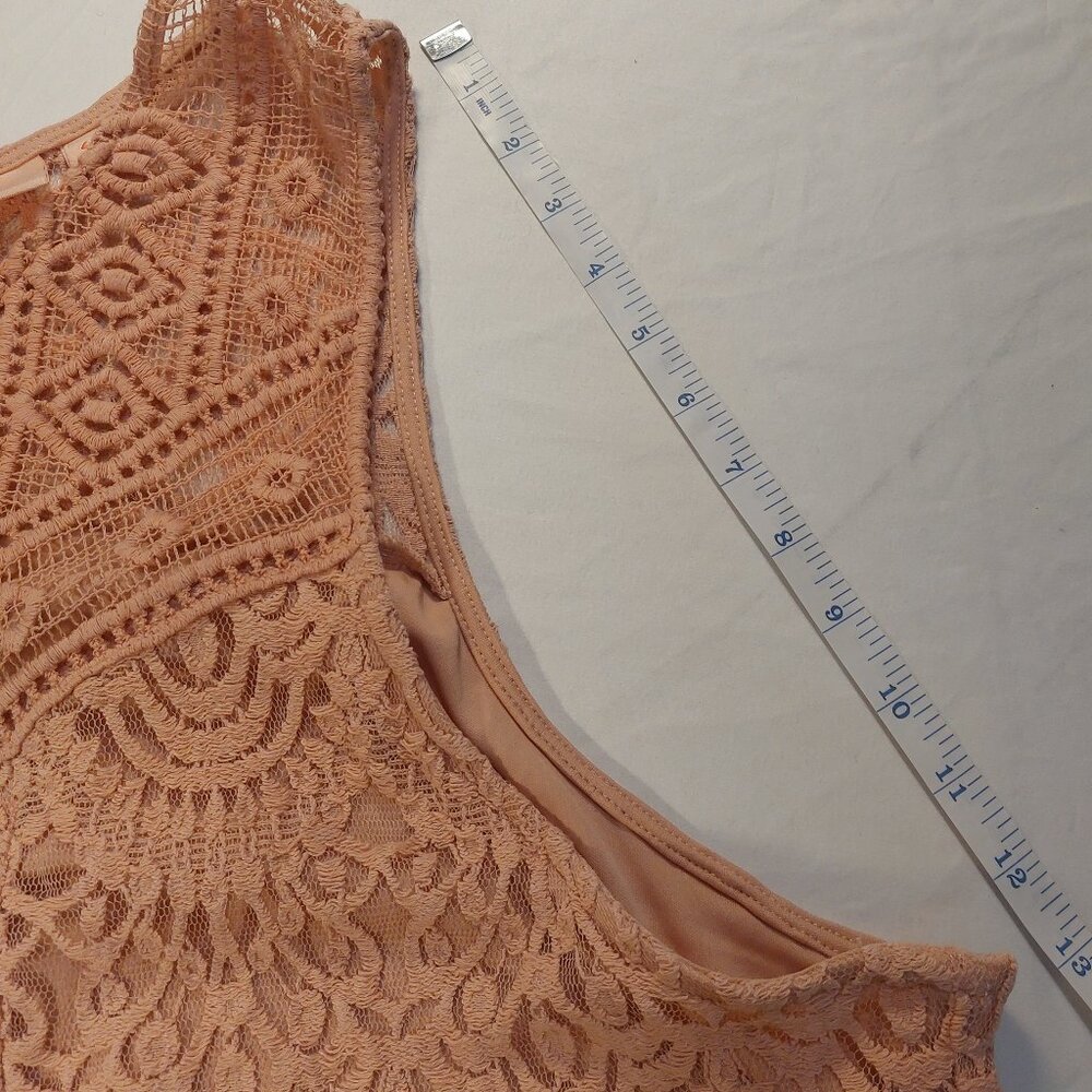 Women's Blush Pink EVRI Boho Crochet Lace Lined Sleeveless Tank Top Size 4X - Picture 13 of 16